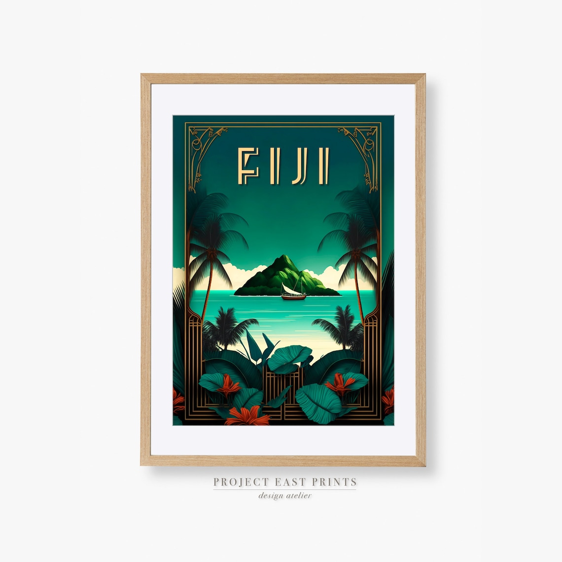 Fiji Art Deco Travel Poster Print - Image 2