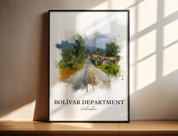 Bolvar Colombia Art Department Print Watercolor Gift Travel Poster Housewarming