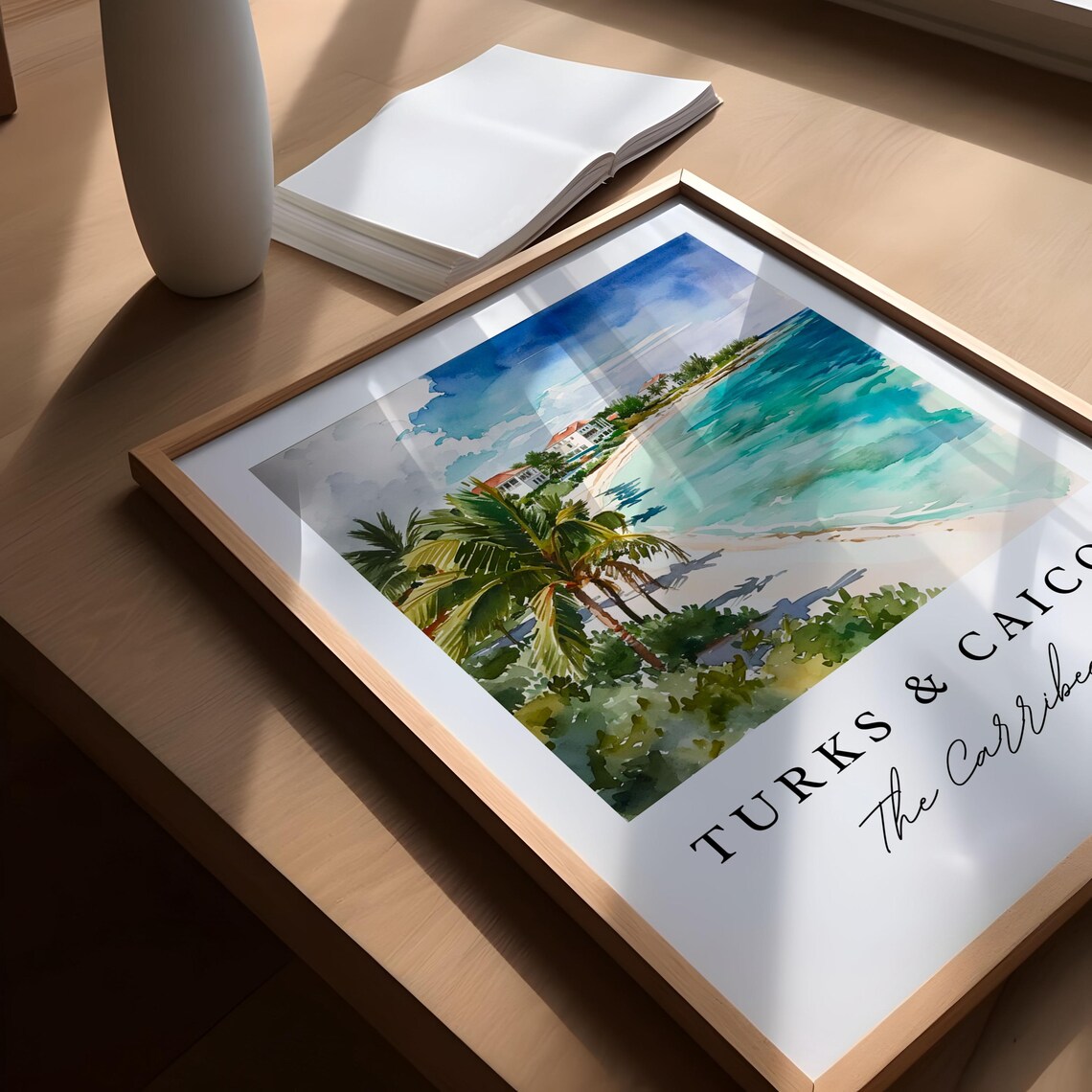 Turks and Caicos Caribbean Island Tropical Beach Watercolor Poster - Image 5
