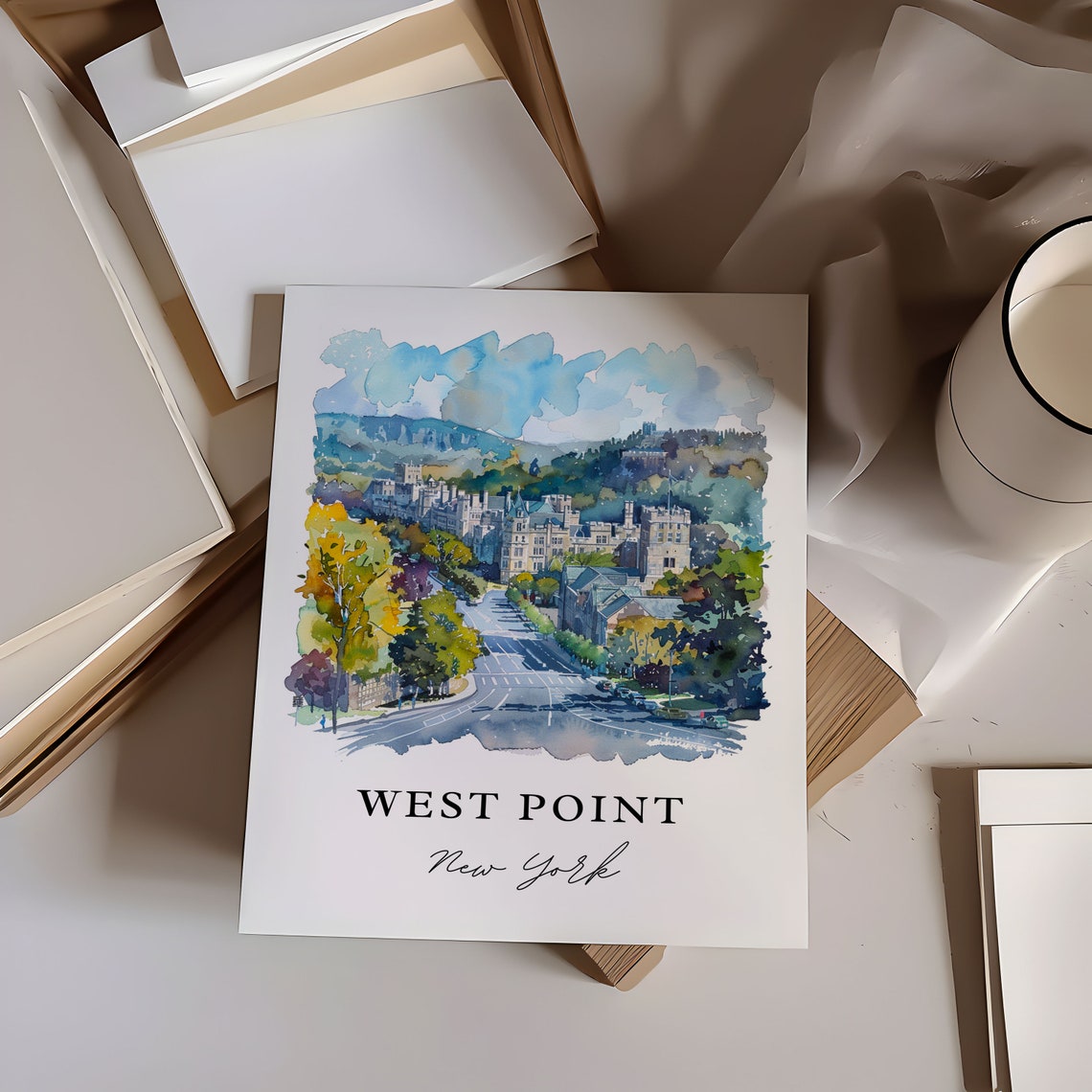 West Point New York Military Academy Campus Watercolor Poster - Image 6
