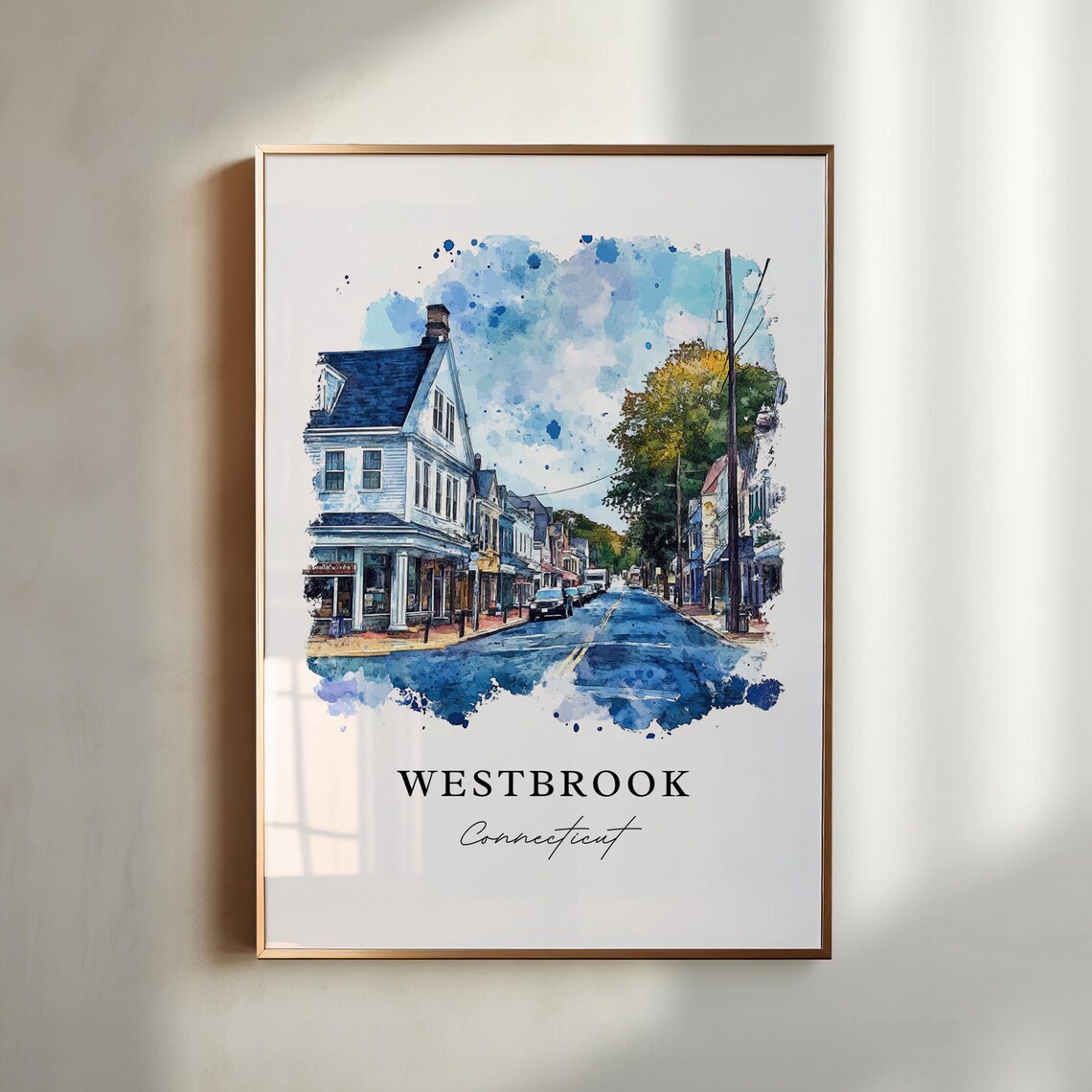 Westbrook Connecticut Main Street Watercolor Small Town Poster