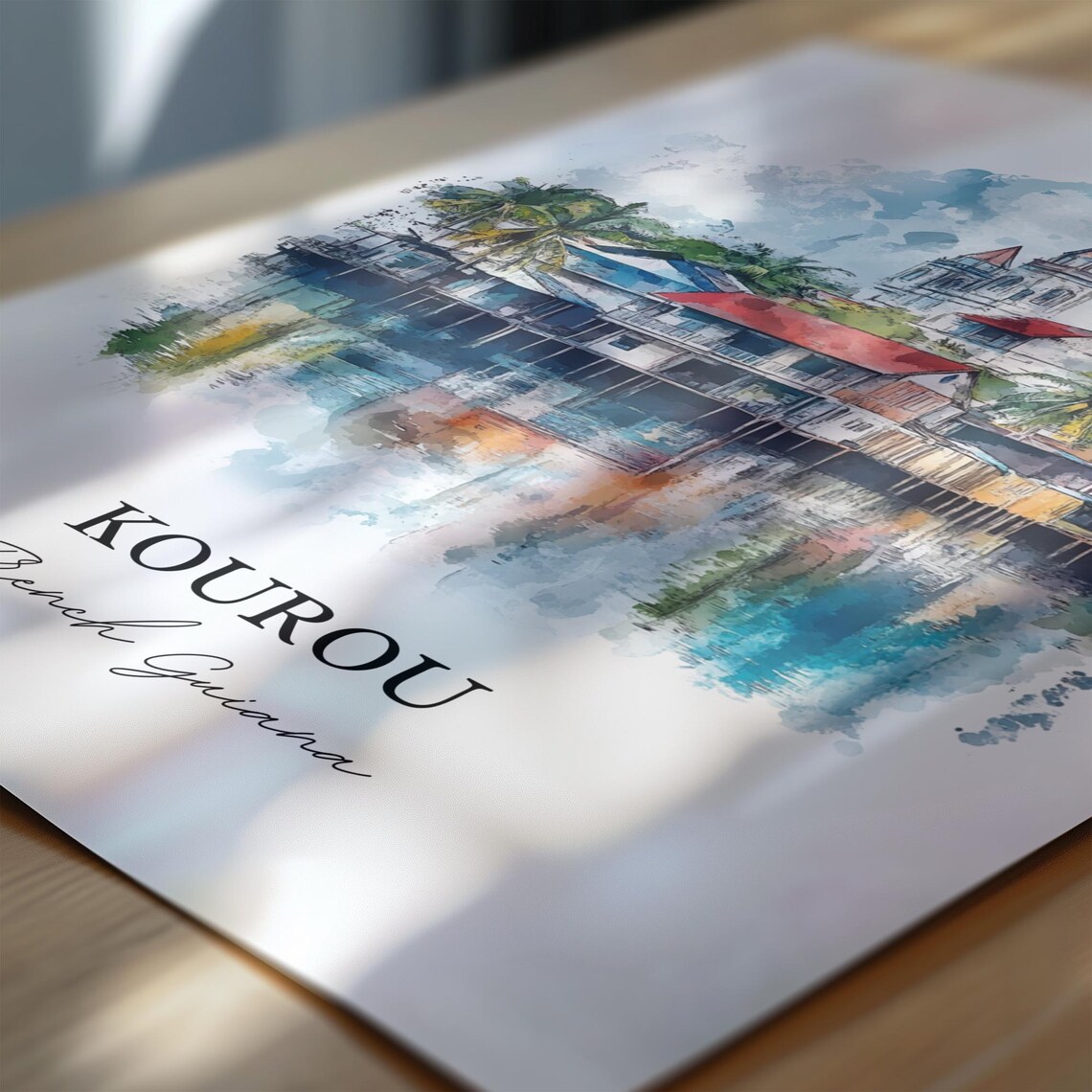 Kourou French Guiana Watercolor Waterfront Town Travel Poster - Image 7