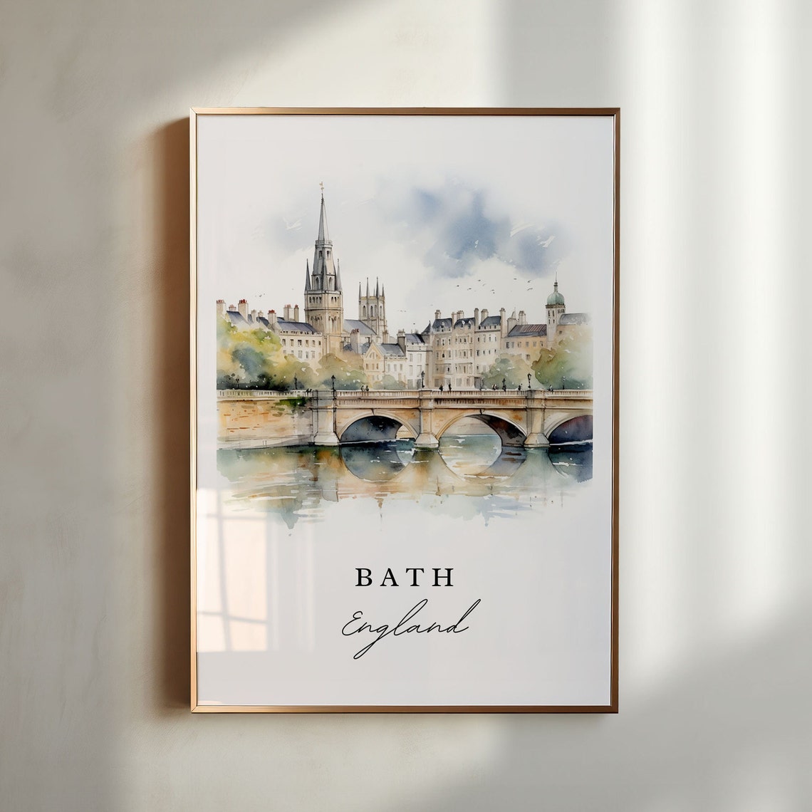 Bath England Travel Poster, Custom Text Art Print
