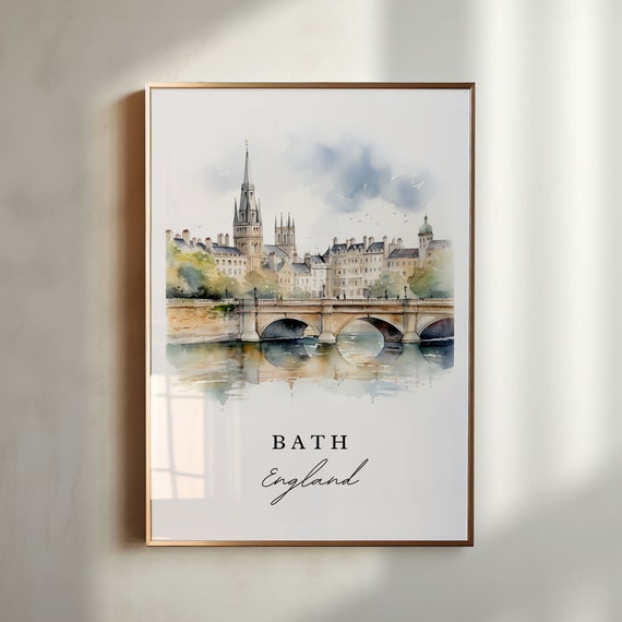 Bath England Travel Poster, Custom Text Art Print