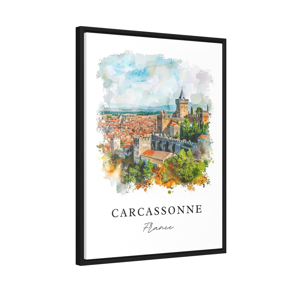 Carcassonne France Medieval Walled City Watercolor Castle Poster - Image 2