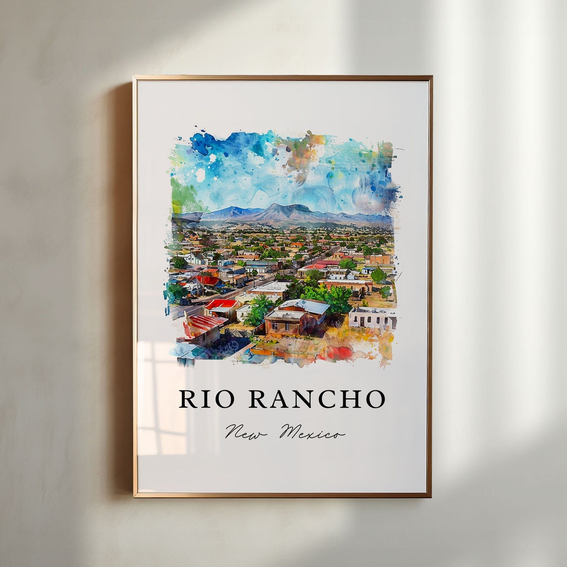 Rio Rancho New Mexico Desert Town Aerial View Watercolor Print