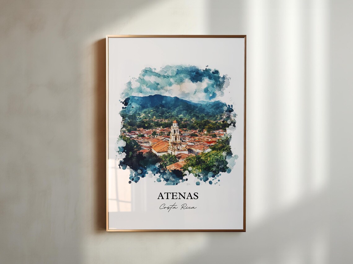 Atenas Costa Rica Church Mountain Town Watercolor Travel Poster - Image 5