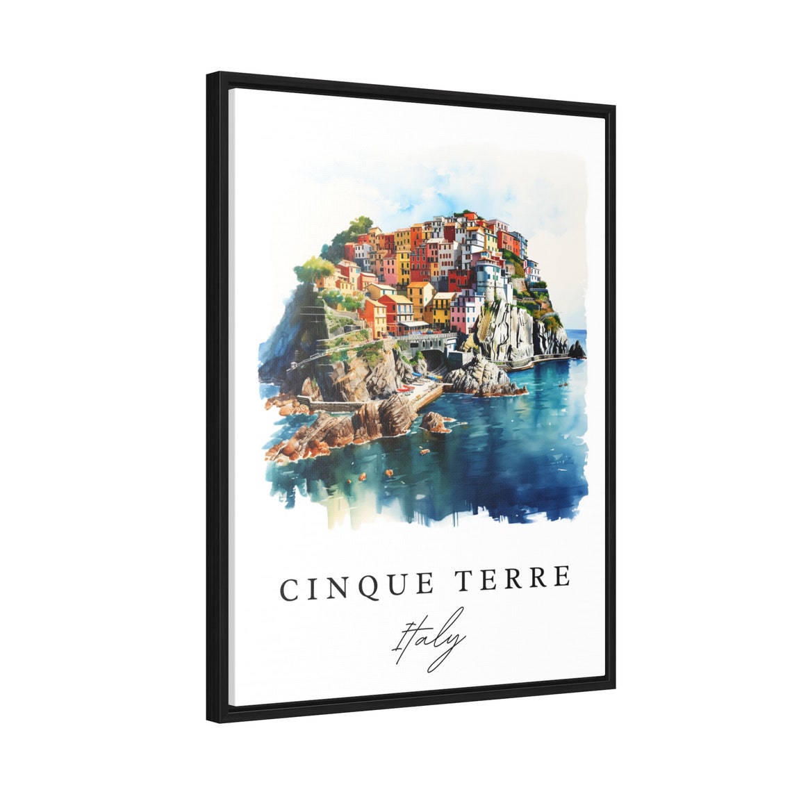 Cinque Terre Italy Travel Poster, Custom Text - Image 2