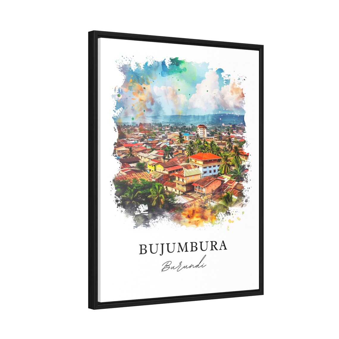 Bujumbura Burundi Watercolor Cityscape African Travel Poster - Image 2