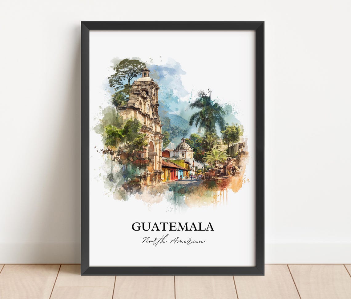 Guatemala Watercolor Travel Poster, Central America - Image 2