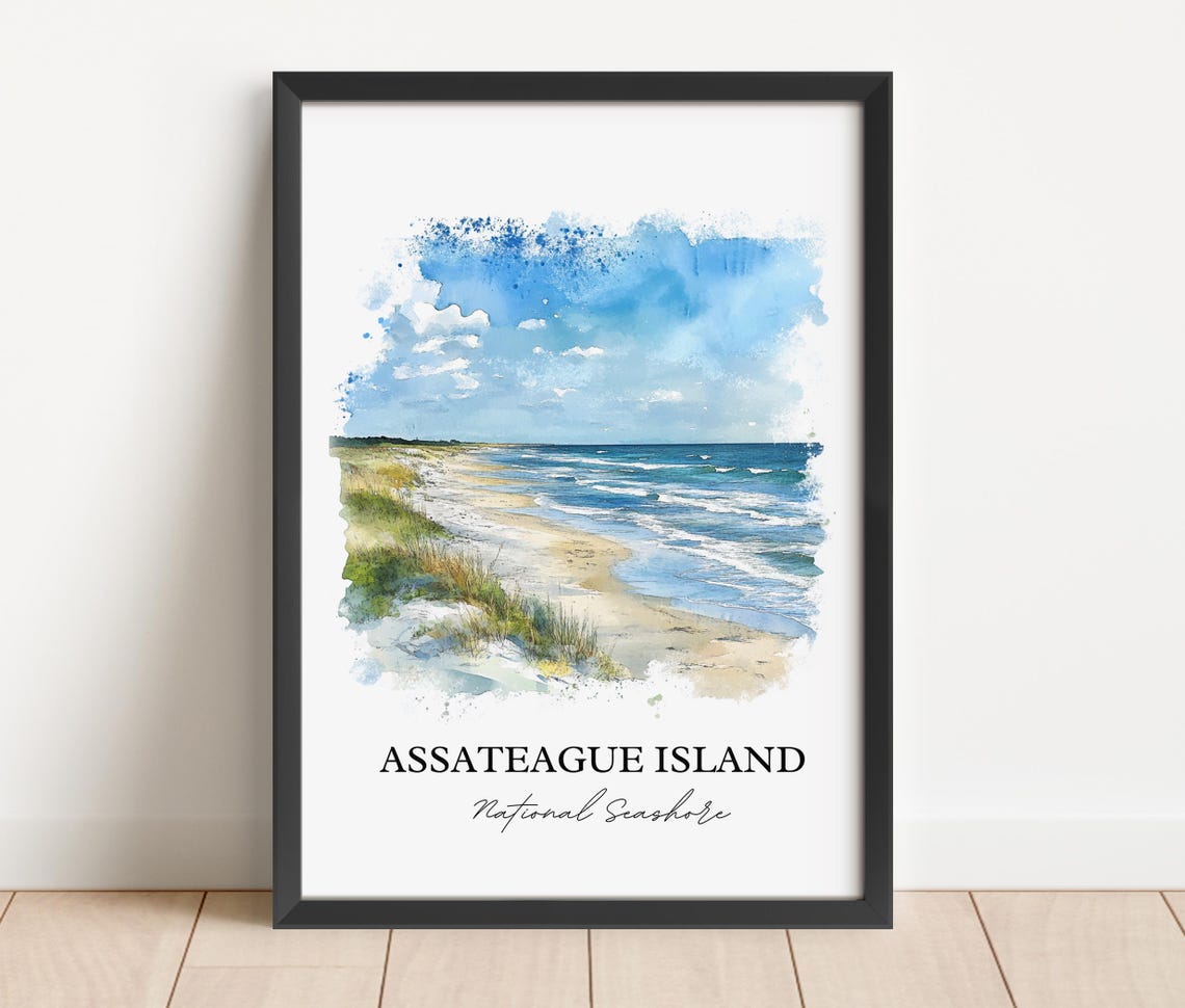 Assateague Island National Seashore Beach Dune Watercolor Poster - Image 3