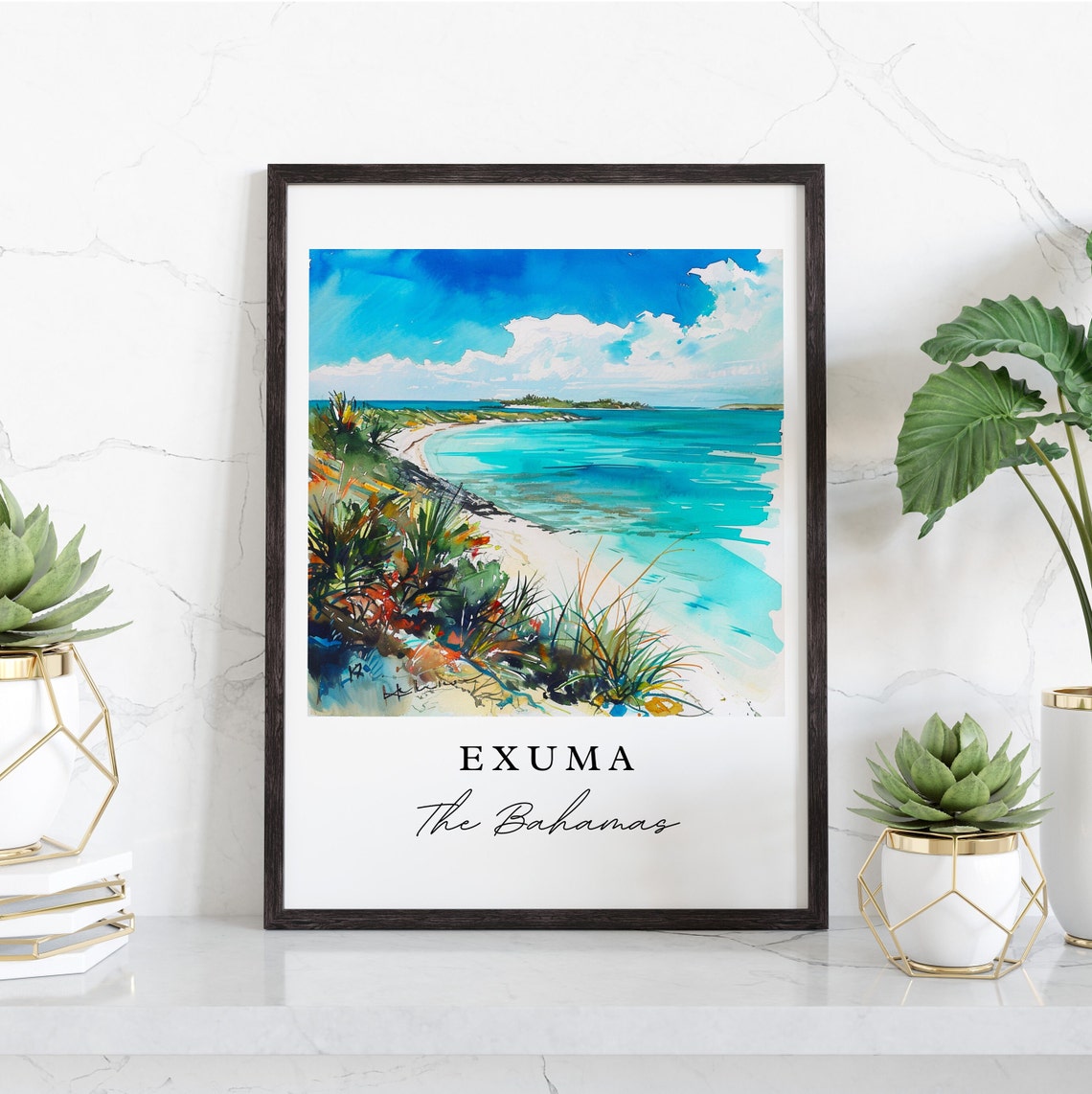 Exuma Bahamas Wall Art The Print Wedding Gift Birthday Present Custom Text Perfect - Image 3