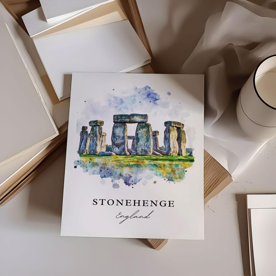 Stonehenge Travel Poster, Wiltshire Watercolor - Image 6
