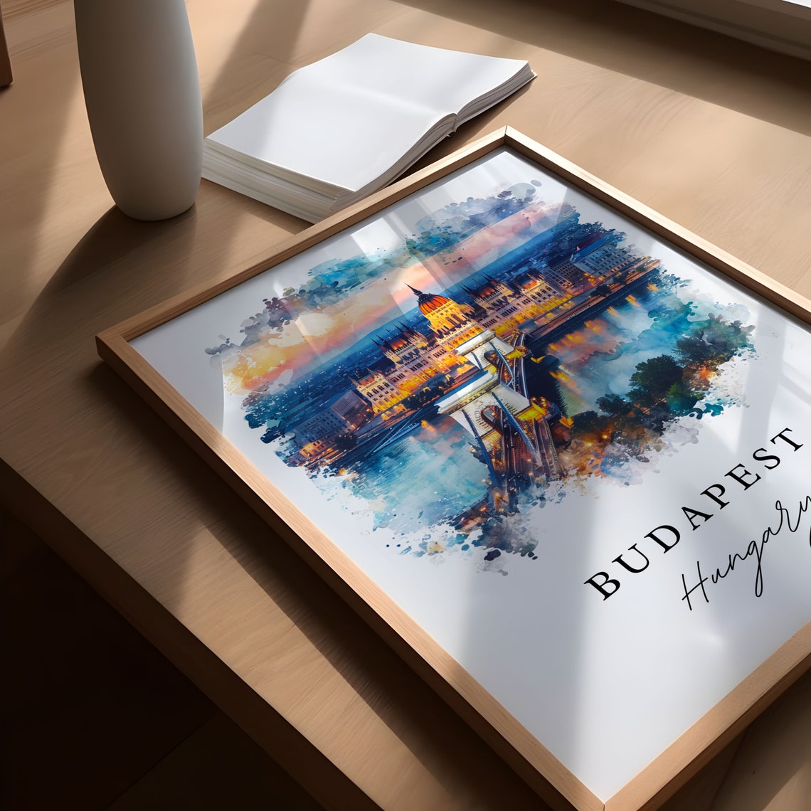 Budapest Skyline Travel Poster, Custom Text Gift - Image 5