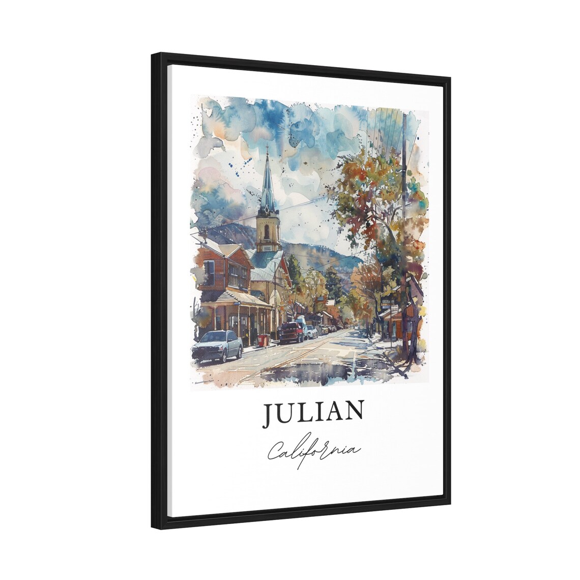 Julian California Watercolor Historic Main Street Church Poster - Image 2