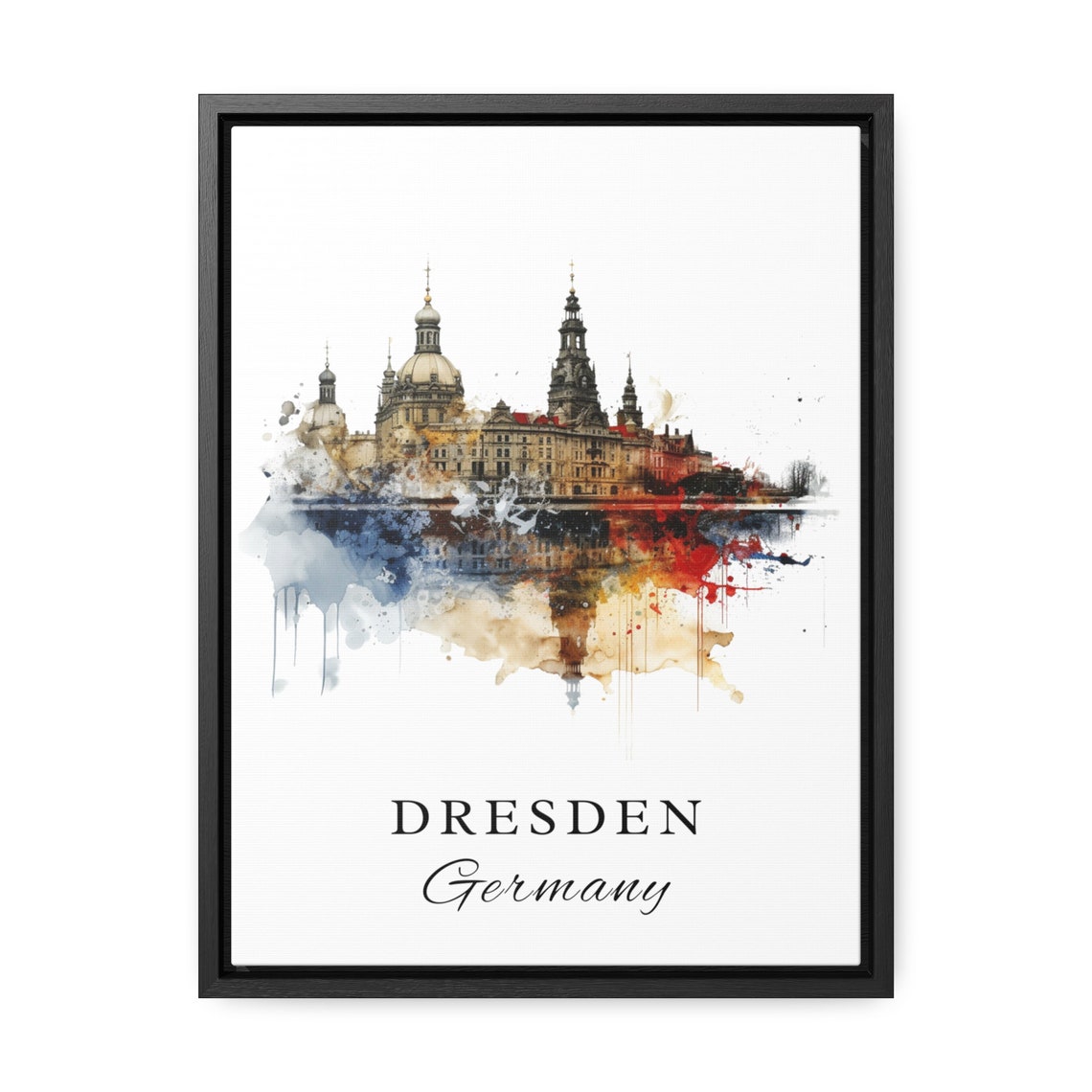 Dresden Germany Dramatic Baroque Skyline Watercolor Travel Poster - Image 2