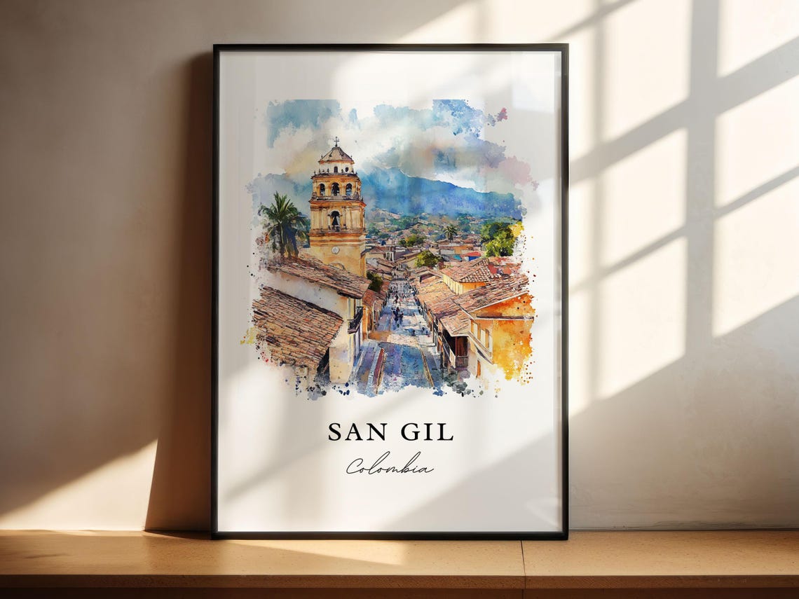 San Gil Colombia Wall Art Print Watercolor Gift Travel Poster Housewarming - Image 4