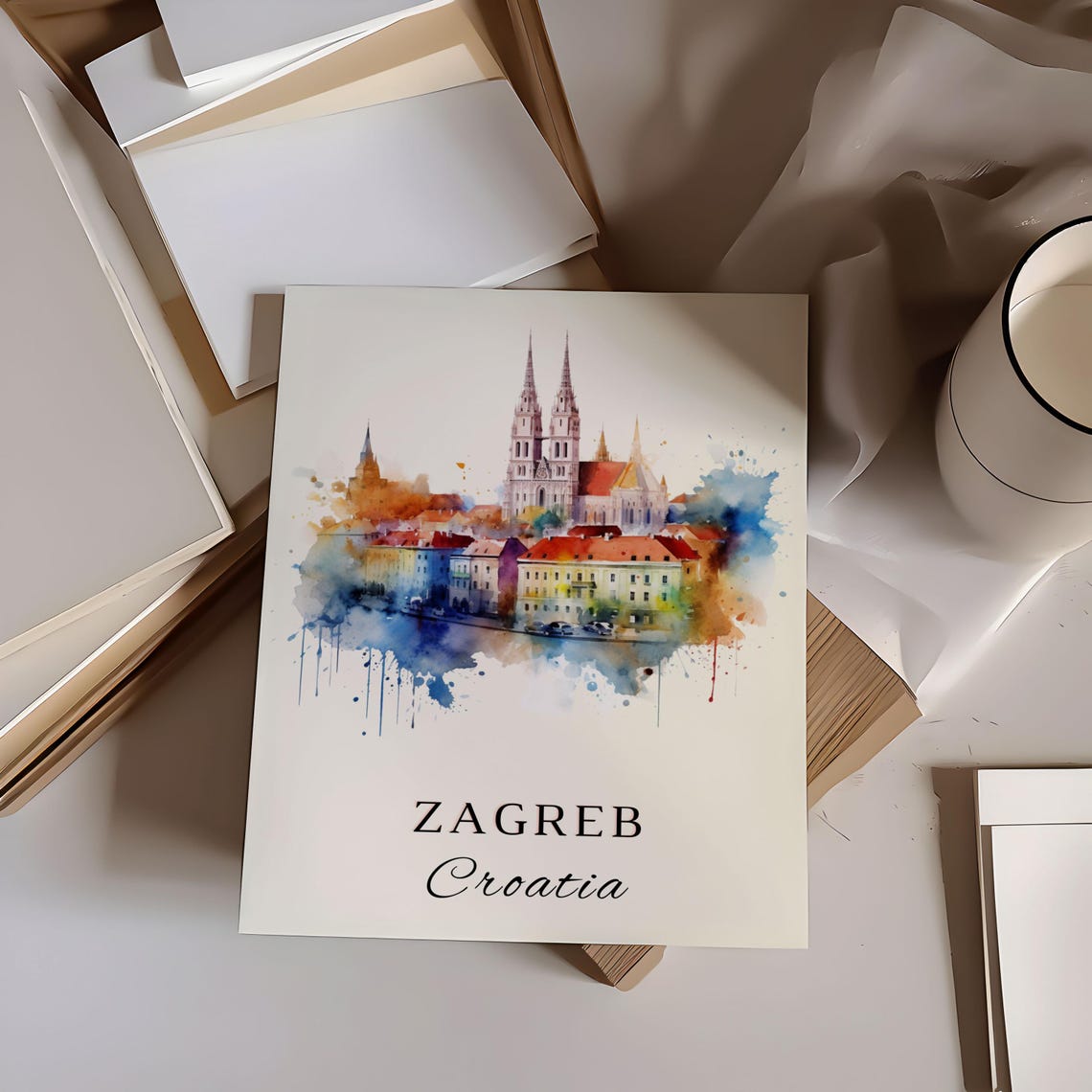 Zagreb Croatia Travel Poster, Custom Text Personal - Image 2