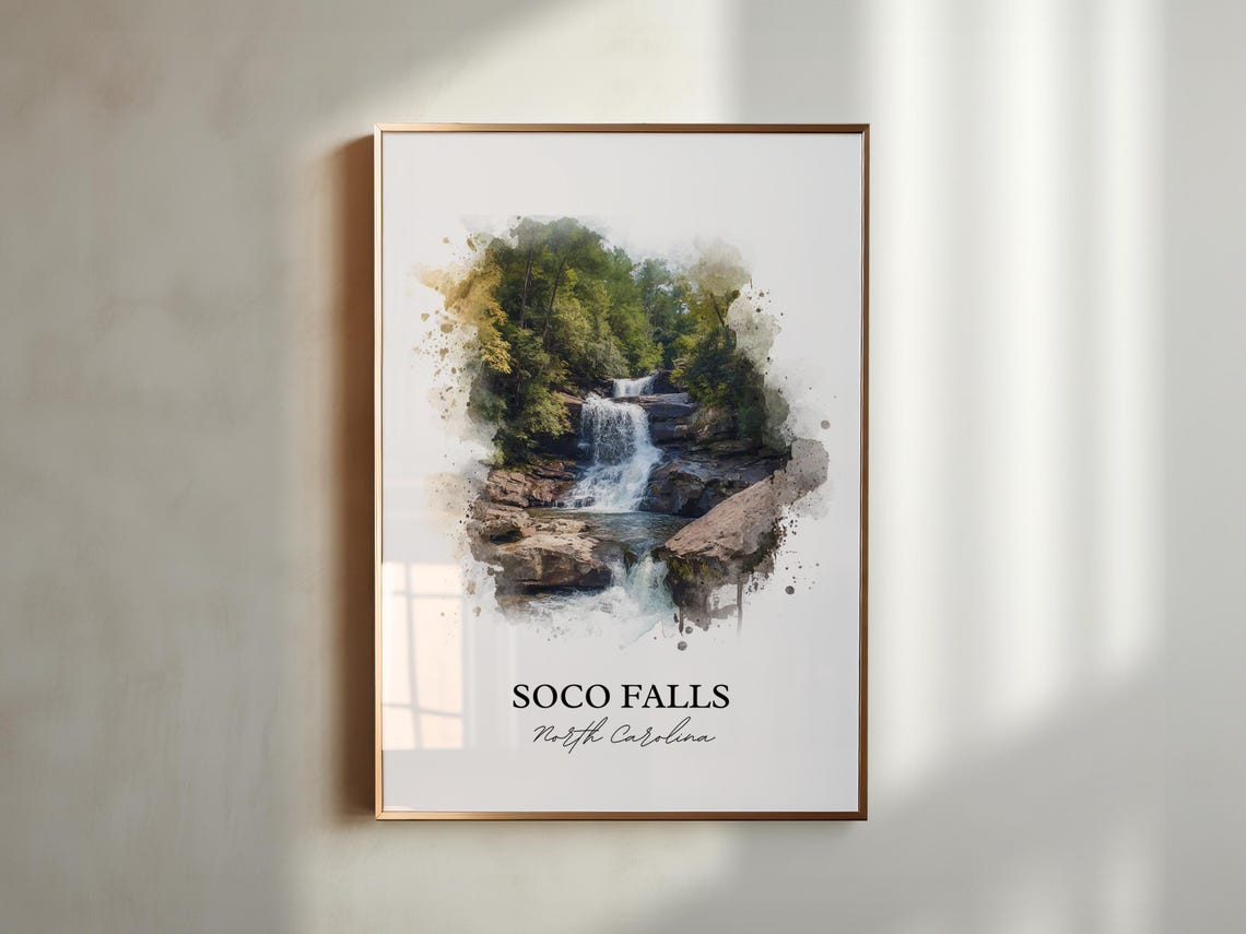 Soco Falls North Carolina Blue Ridge Mountain Waterfall Travel Poster - Image 3
