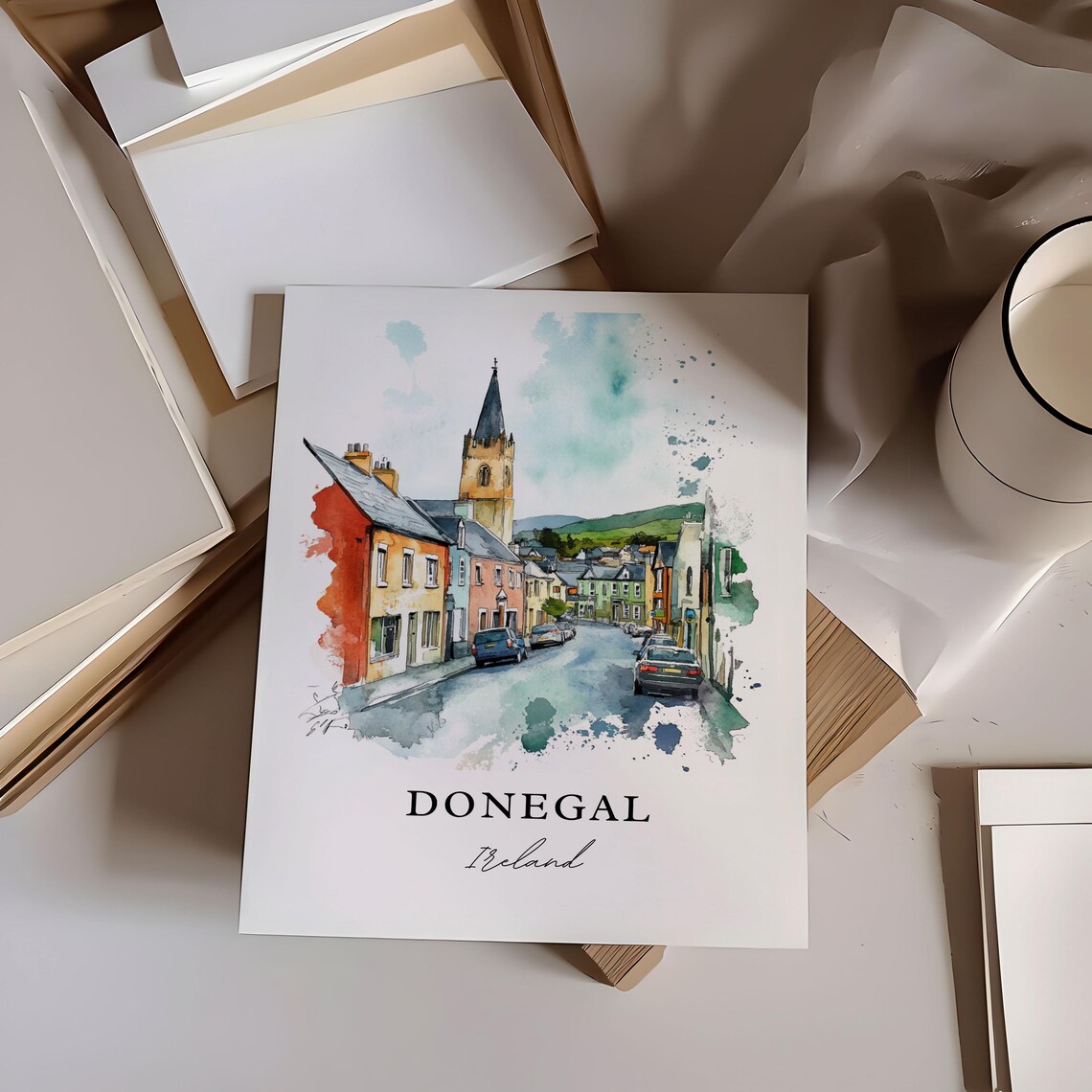 Donegal, Ireland Watercolor Travel Poster, River Eske - Image 4