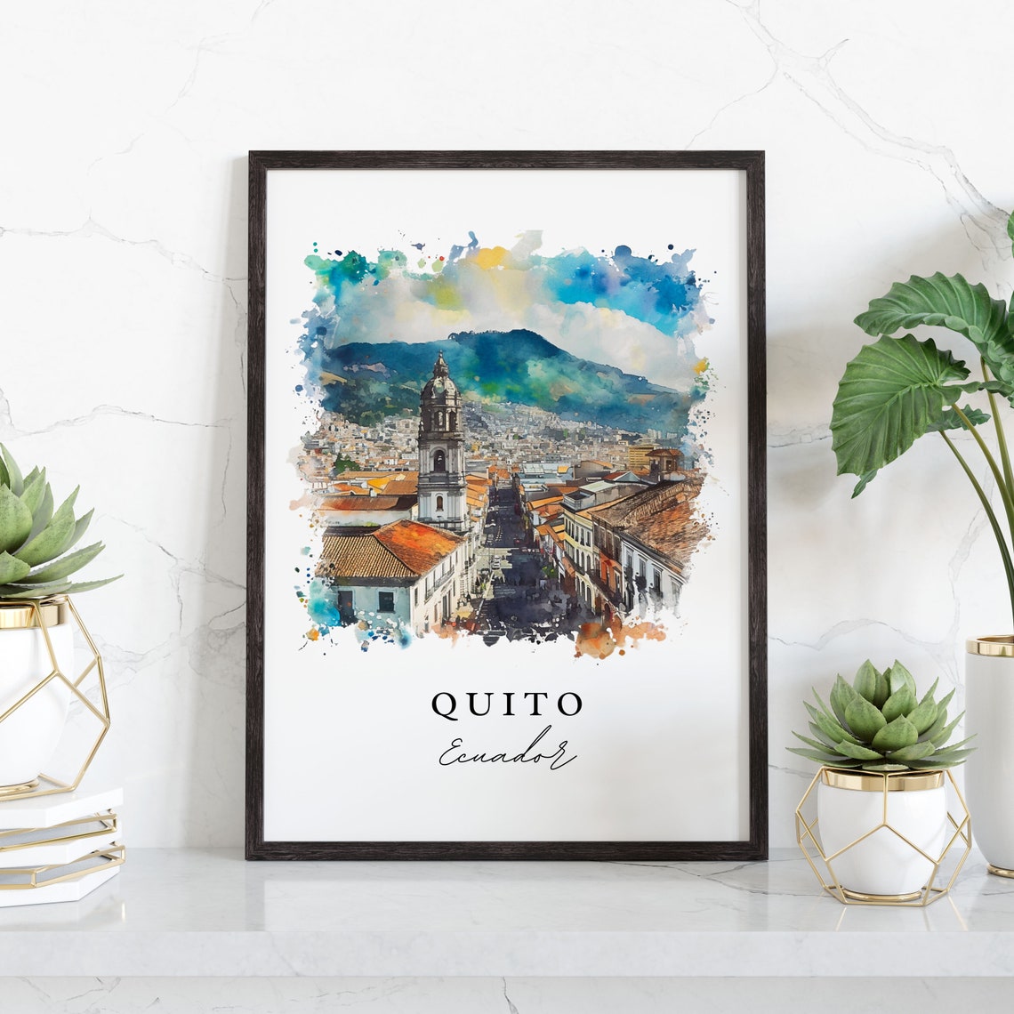 Quito Ecuador Wall Art Print Wedding Gift Birthday Present Custom Text Perfect - Image 3