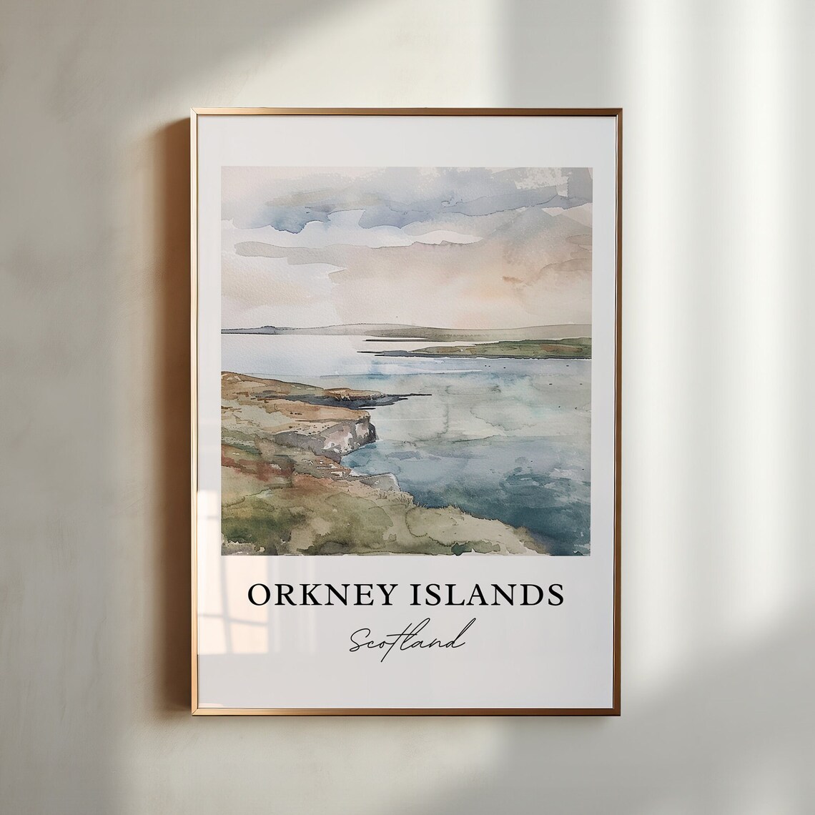 Orkney Islands Scotland Watercolor Coastal Cliff Seascape Poster