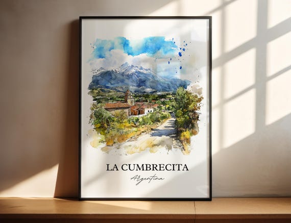 La Cumbrecita Wall Art Crdoba Print Argentina Watercolor Gift Travel Poster Housewarming
