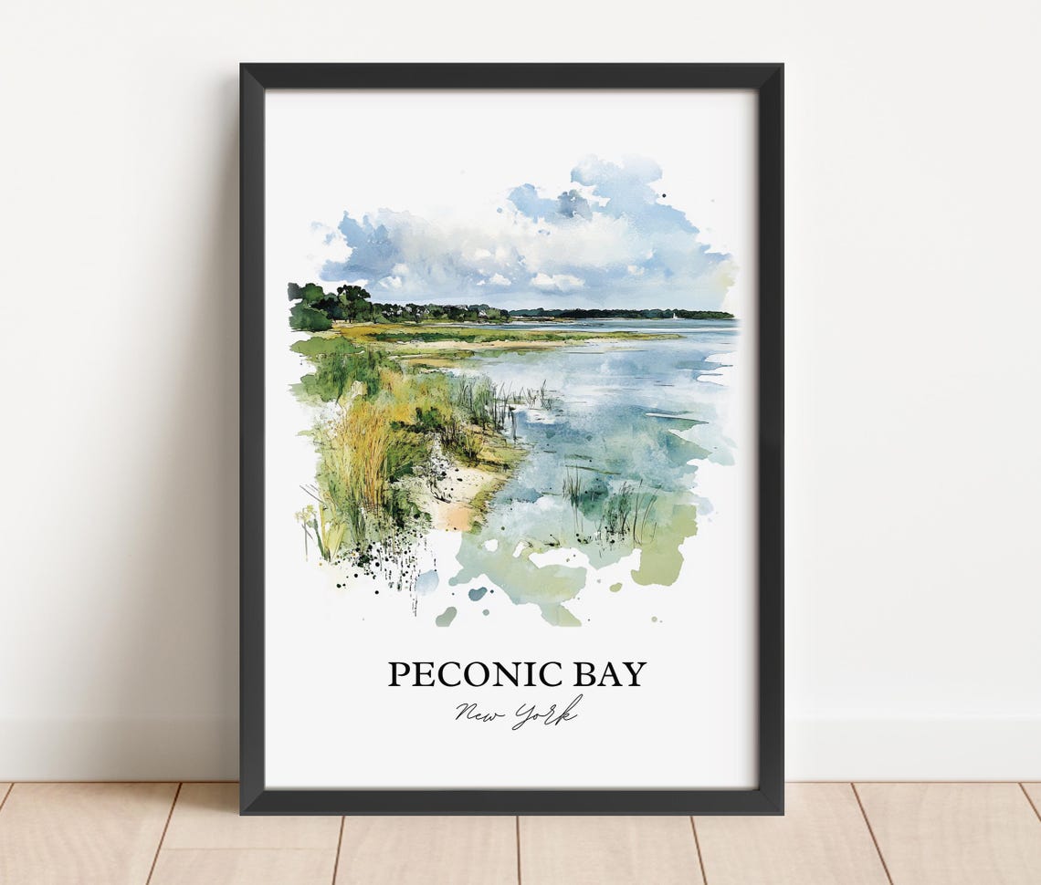 Peconic Bay New York Marsh Shoreline Watercolor Nature Poster - Image 2