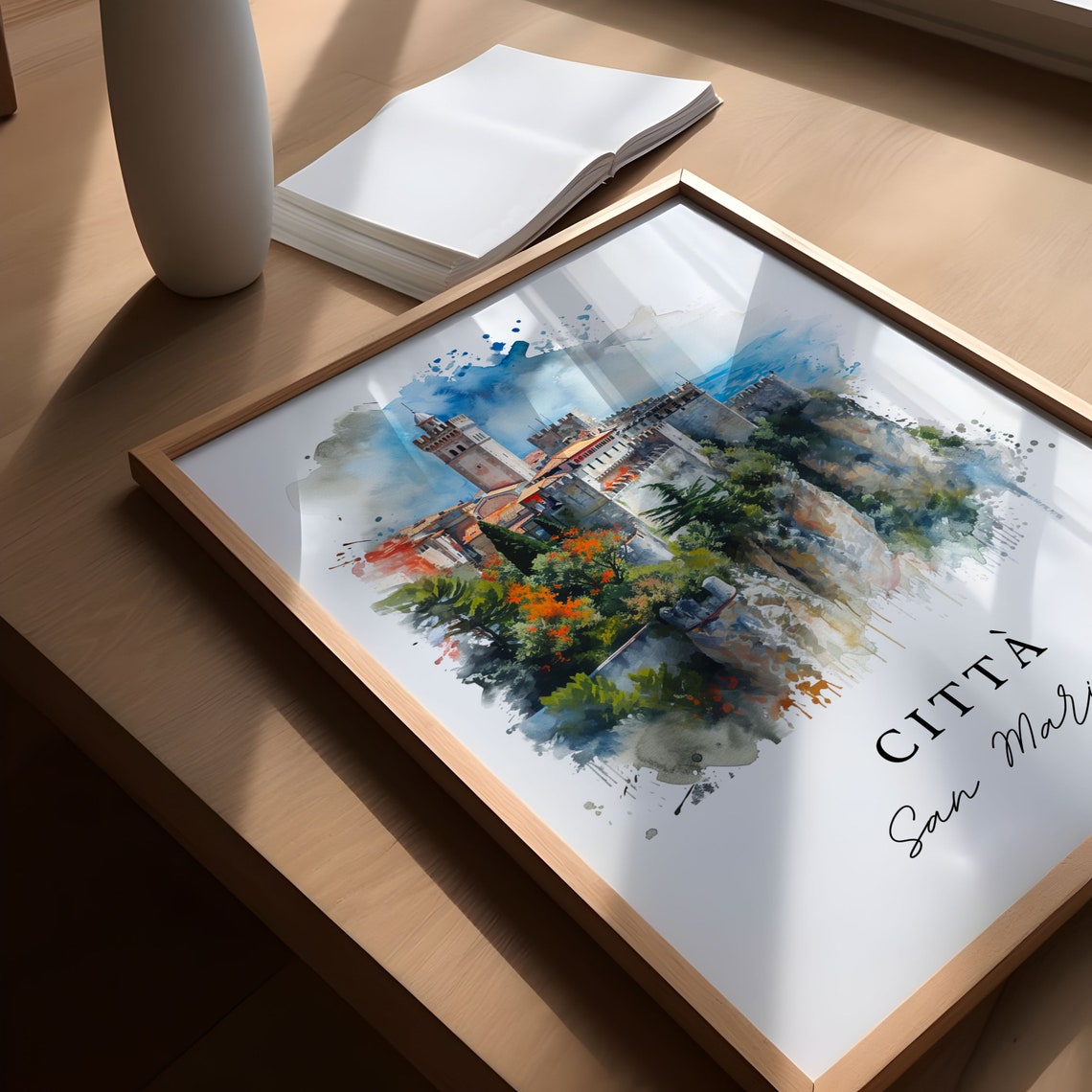 Citta San Marino Watercolor Travel Art Print - Image 5