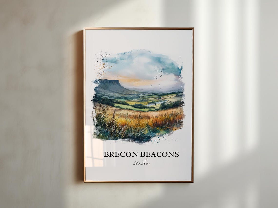 Brecon Beacons Wales Moorland Hill Watercolor Landscape Poster - Image 2