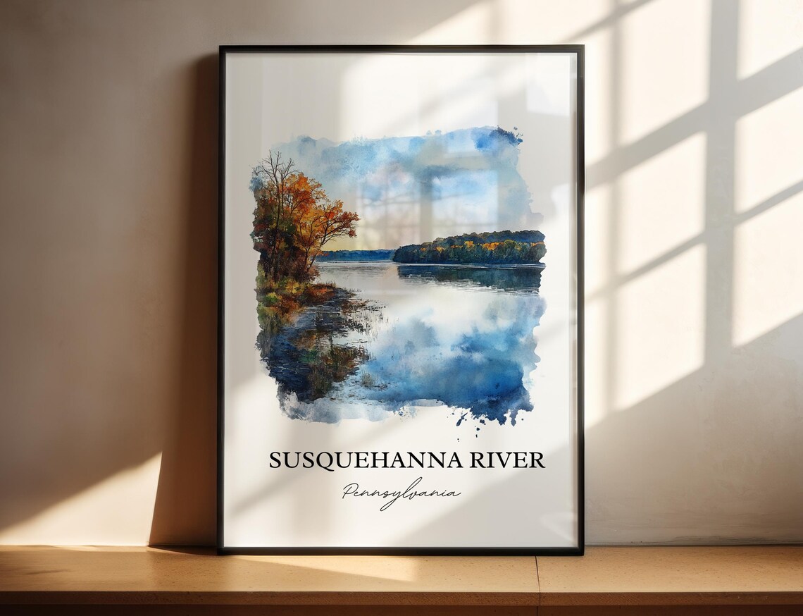 Susquehanna River Pennsylvania Autumn Watercolor River Poster