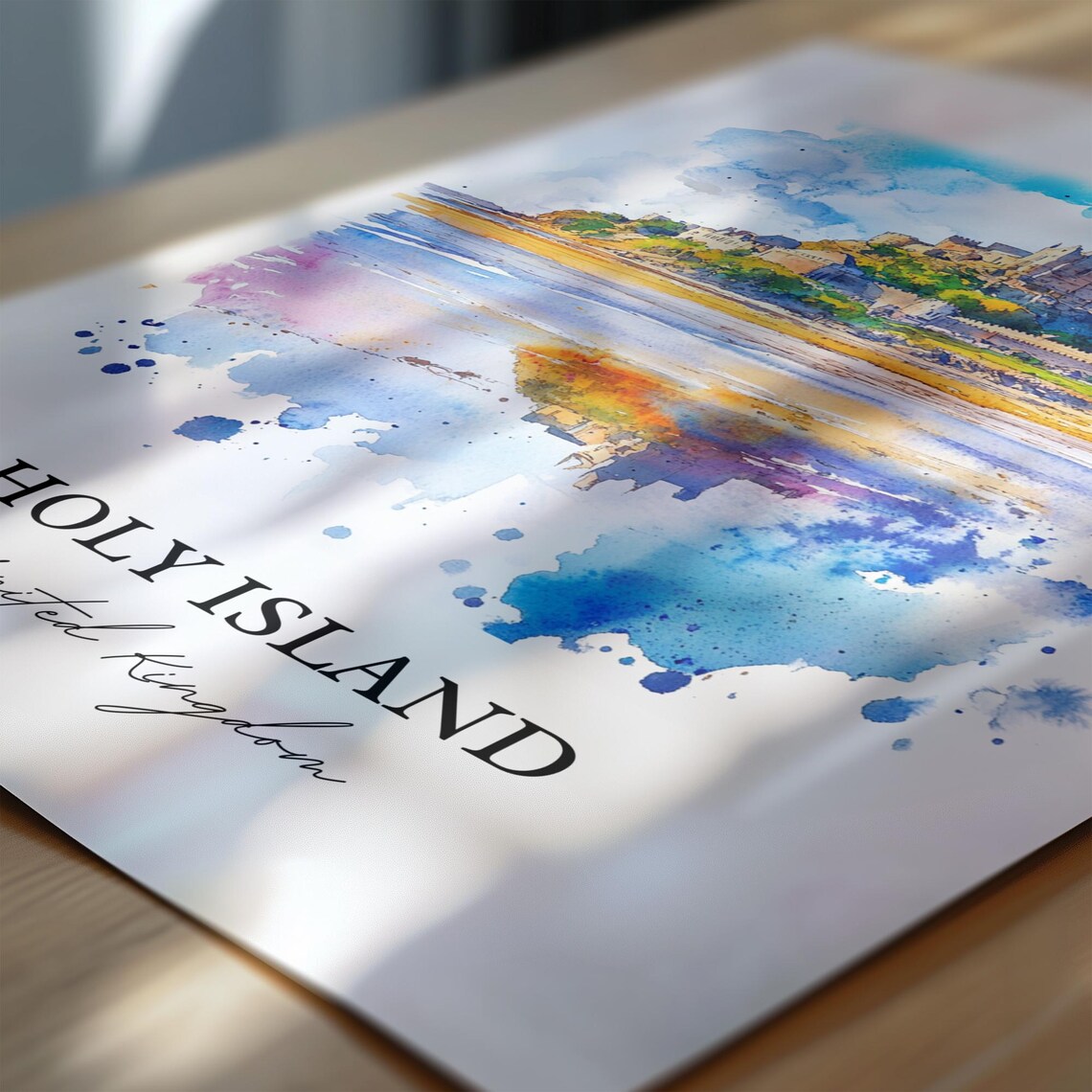 Holy Island United Kingdom Watercolor Island Castle Tidal View Poster - Image 6