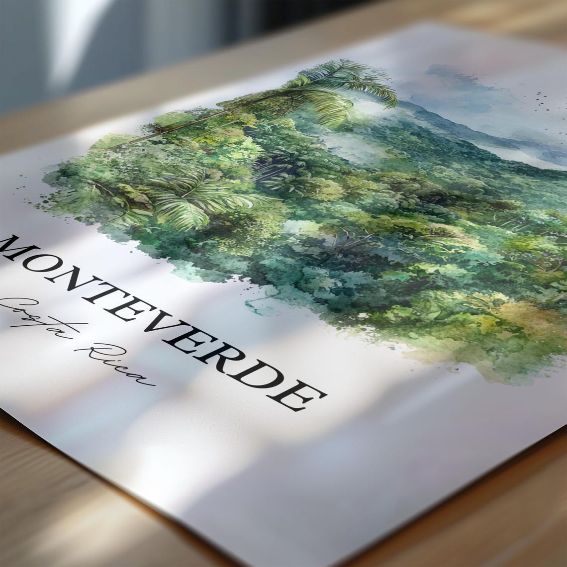 Monteverde Costa Rica Watercolor Cloud Forest Mountains Poster - Image 6