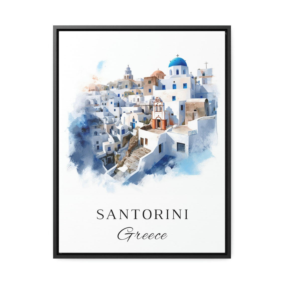 Santorini Greece Travel Poster, Custom Text - Image 2