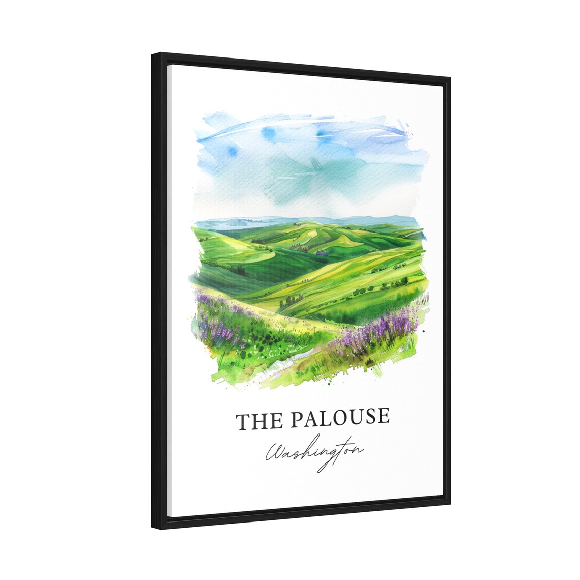 The Palouse Washington Watercolor Rolling Hills Scene Art Poster - Image 2