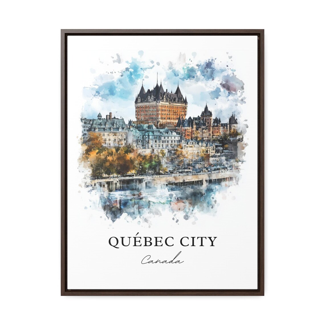 Quebec City Canada Chateau Skyline Watercolor Travel Gift Poster - Image 2