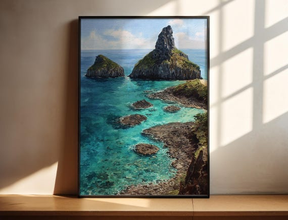 Fernando De Noronha Watercolor Art Brazil Travel Print Artwork Decor Wall