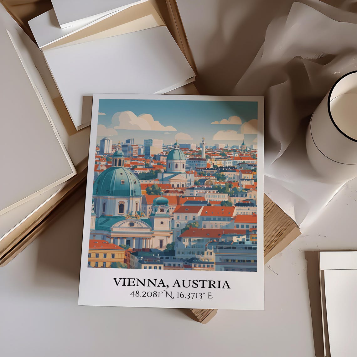 Vienna Austria City Panorama Cathedral Domes Retro Travel Art Poster - Image 4