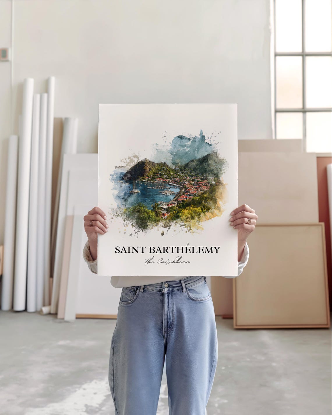 St Barts Watercolor Travel Poster, Caribbean Art - Image 3