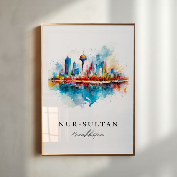 Astana Nursaltan Wall Art Kazakhstan Print Wedding Gift Birthday Present Custom Text Perfect