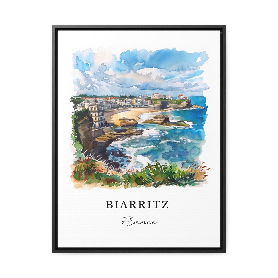 Biarritz France Basque Coast Beach Watercolor Coastal Travel Poster - Image 3