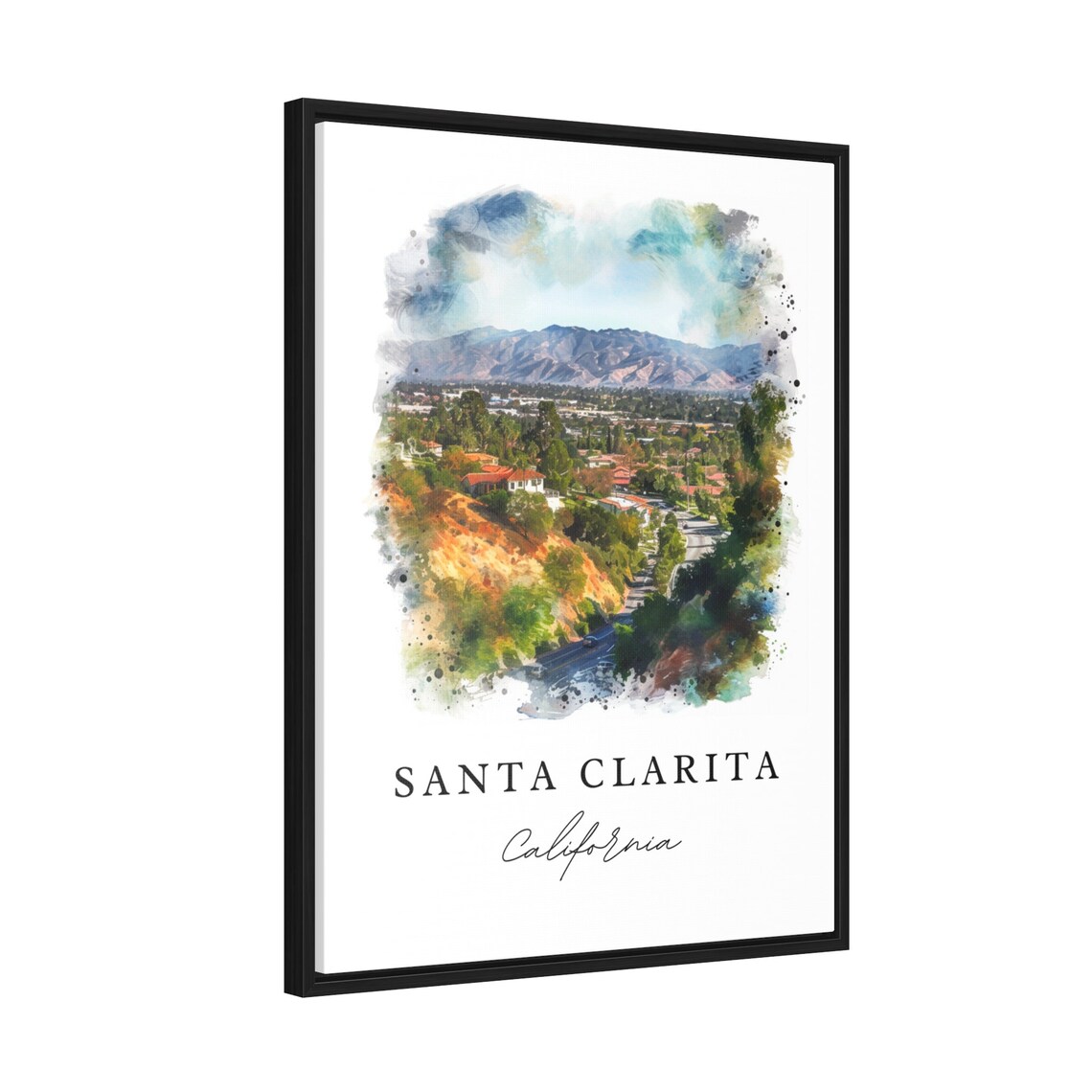 Santa Clarita California Valley City Mountain Watercolor Poster - Image 2