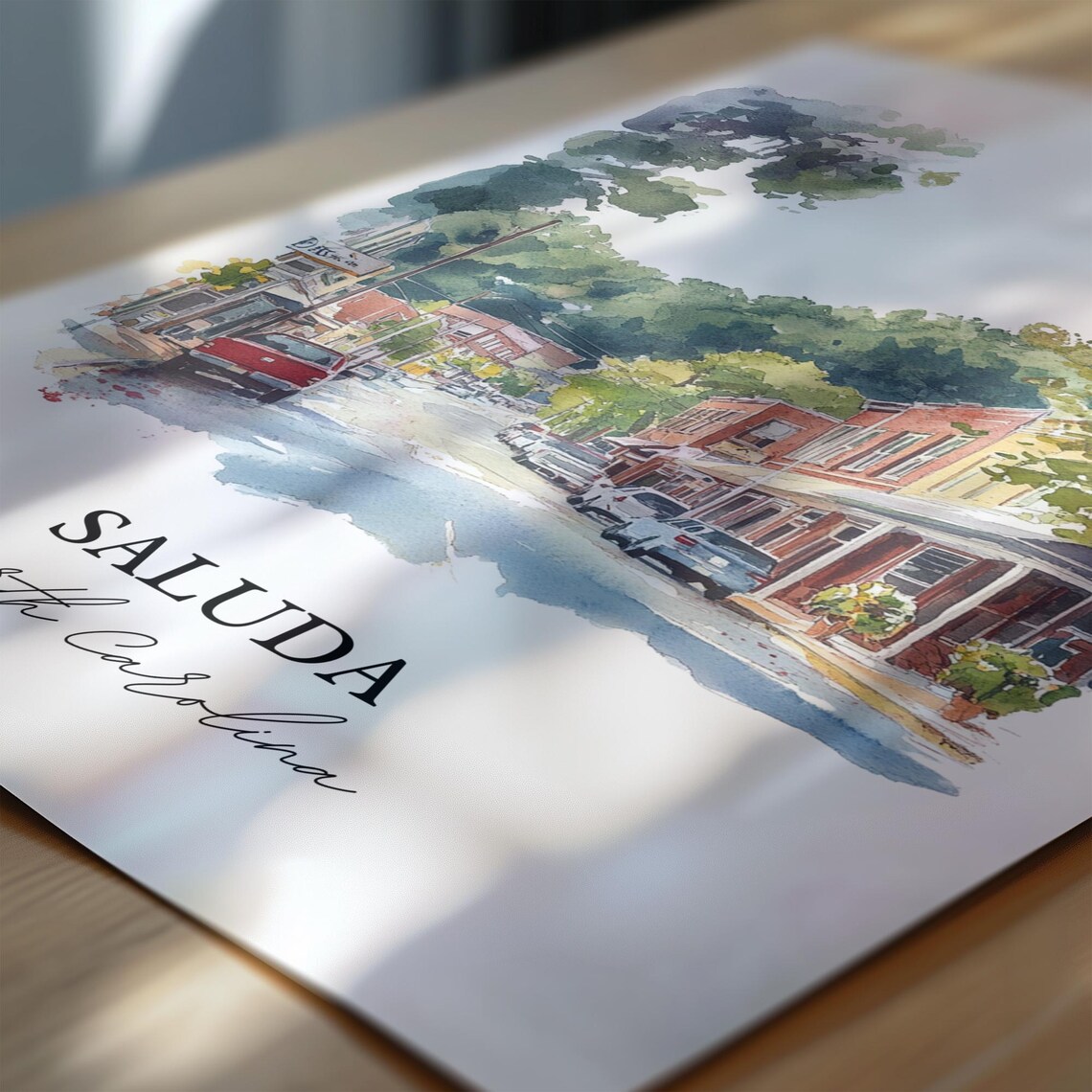 Saluda North Carolina Mountain Street Watercolor Travel Gift Poster - Image 6