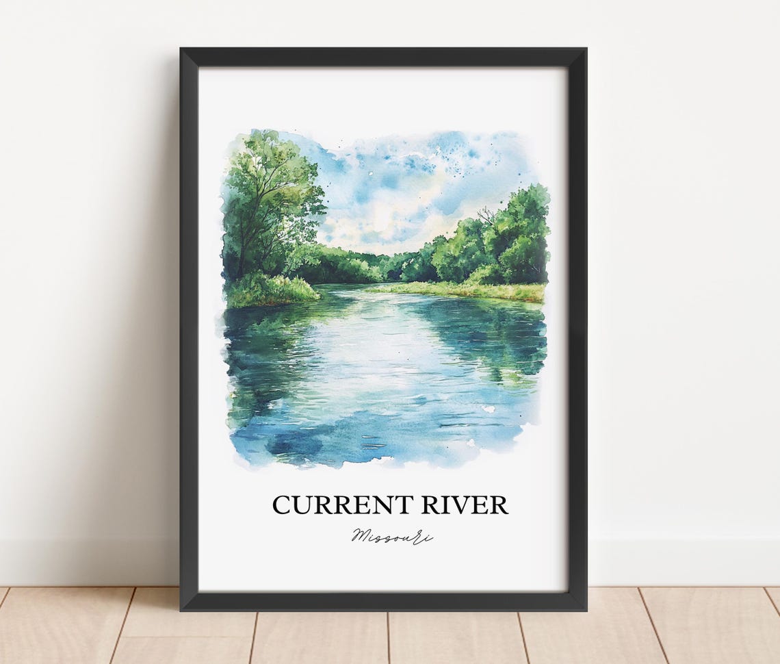 Current River Missouri Emerald Water Forest Watercolor River Poster - Image 2