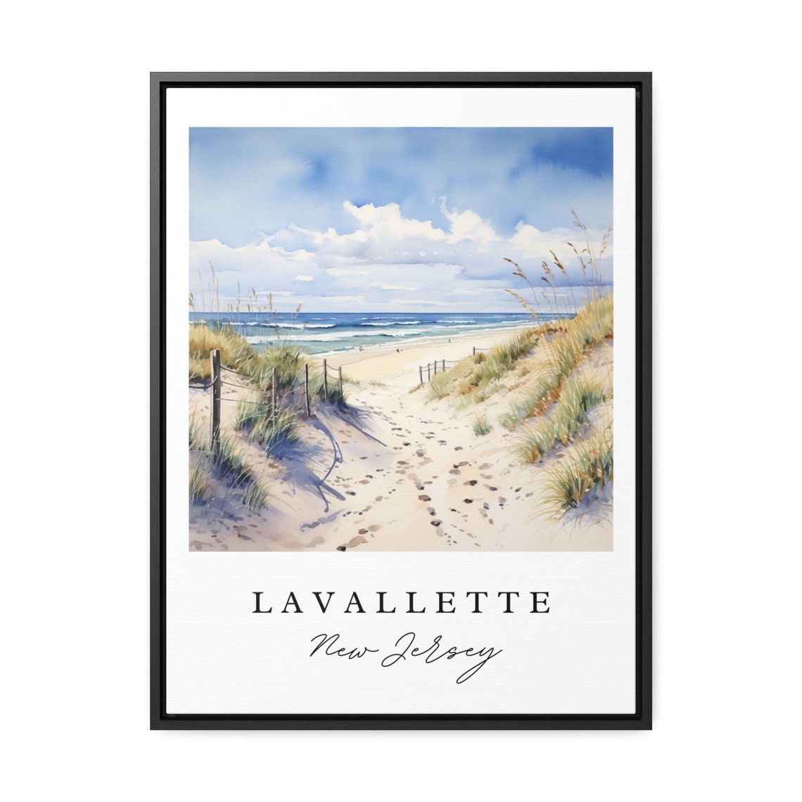 Lavallette New Jersey Watercolor Beach Dunes Ocean Art Poster - Image 3
