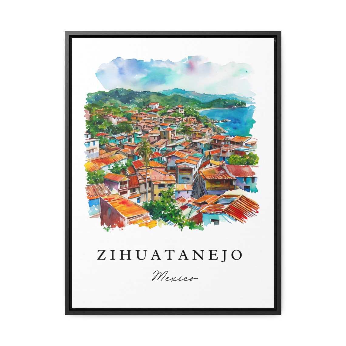 Zihuatanejo Mexico Travel Poster, Custom Text - Image 2
