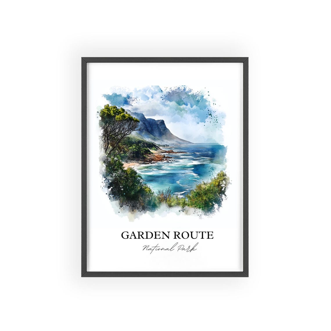 Garden Route National Park Dramatic Coast Watercolor Travel Poster
