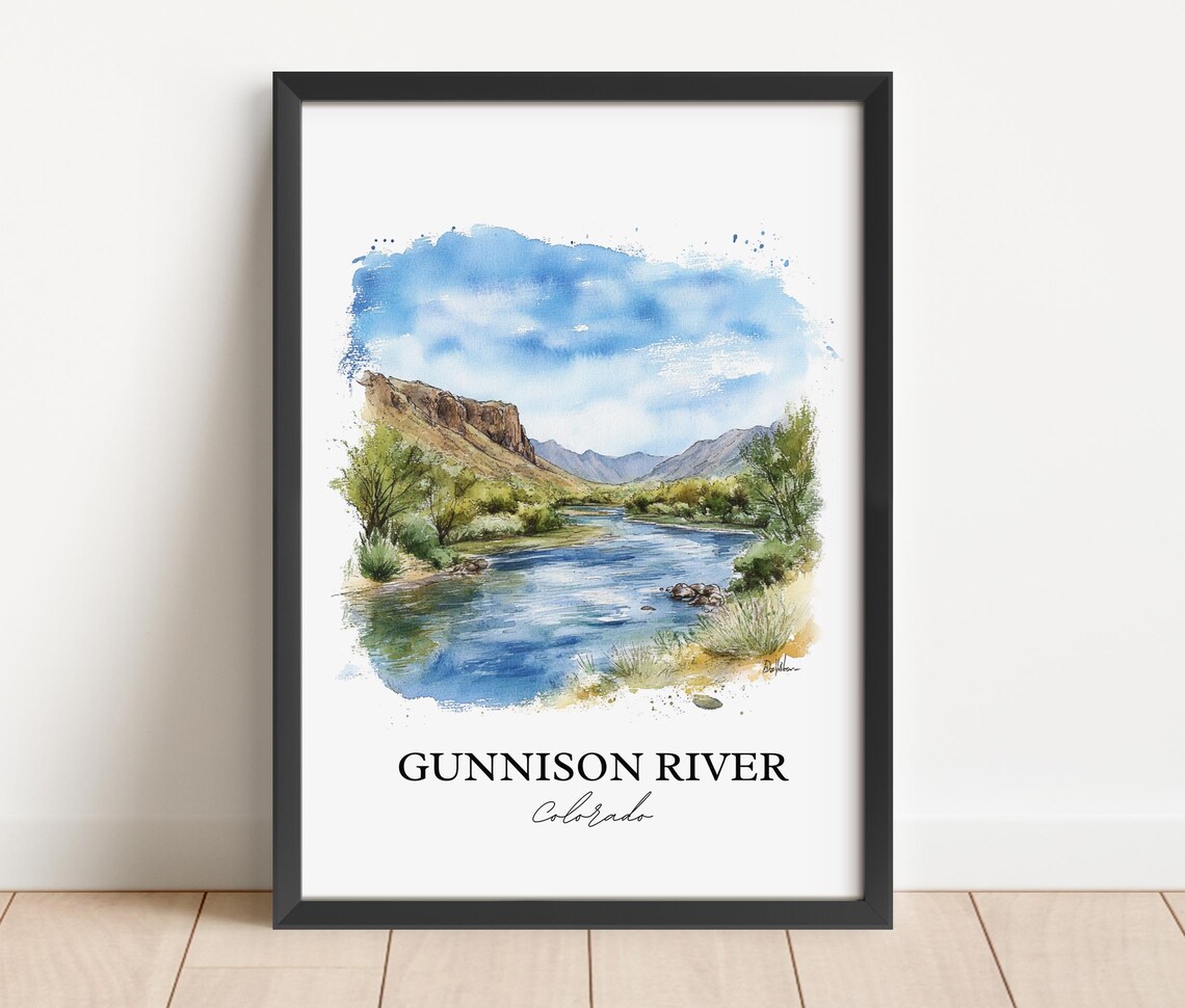 Gunnison River Colorado Red Rock Canyon Watercolor Wilderness Poster - Image 2