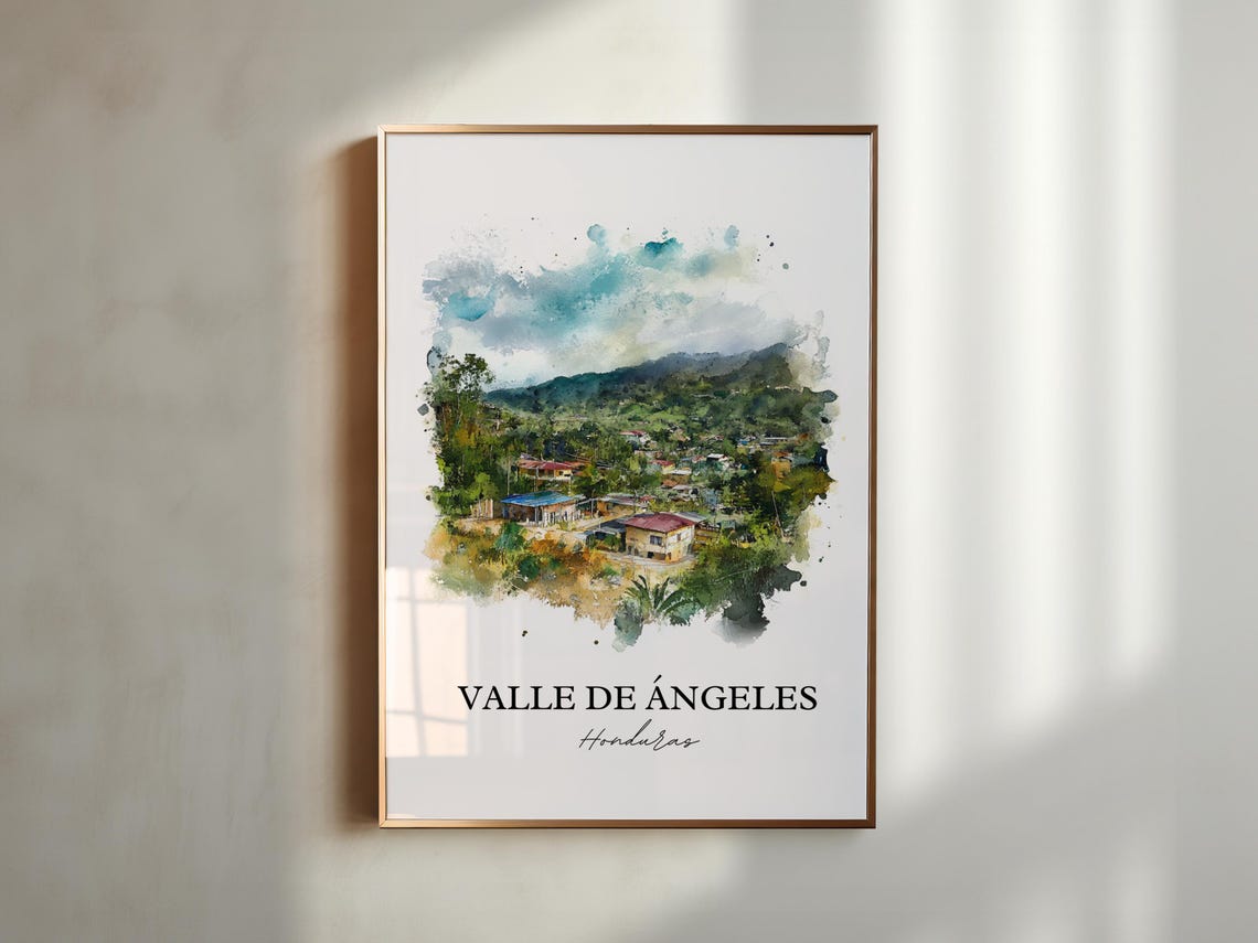 Valle de Angeles Honduras Watercolor Mountain Village Town Poster - Image 5