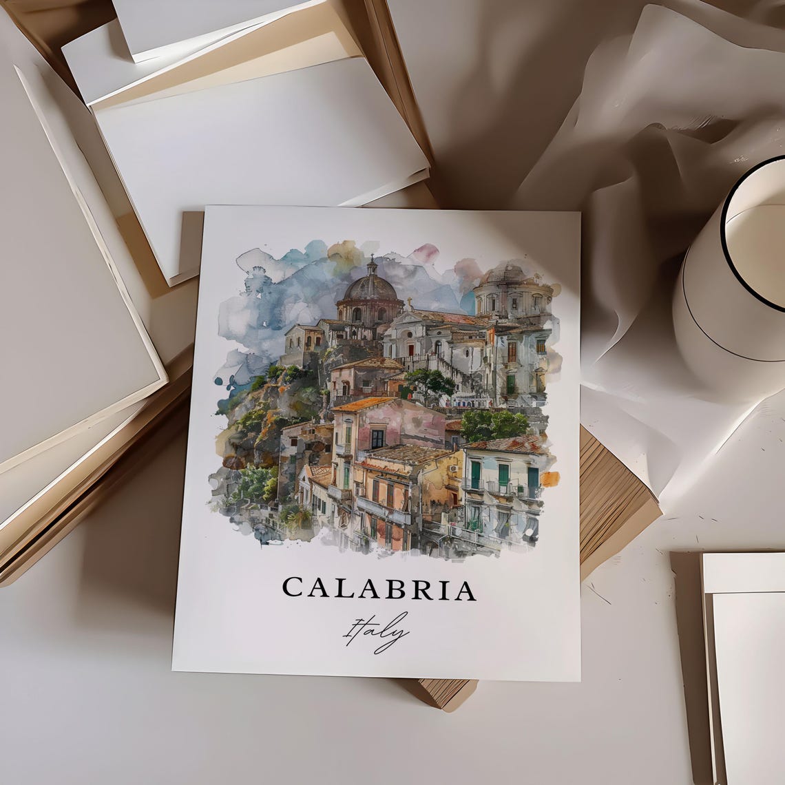 Calabria Italy Watercolor Travel Poster, Housewarming - Image 6